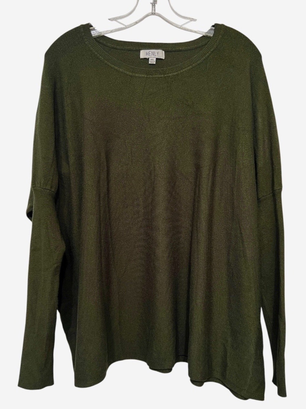 HENLY Women’s M/L Oversized Dark Green Sweater Slim Sleeves
